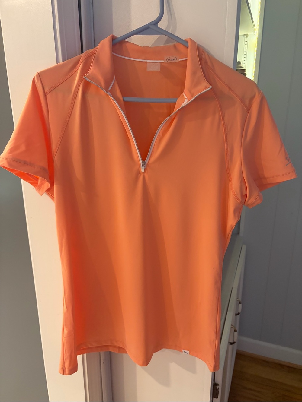 RJ Classics equestrian wear. Short-Sleeve Zip Polo - Peach